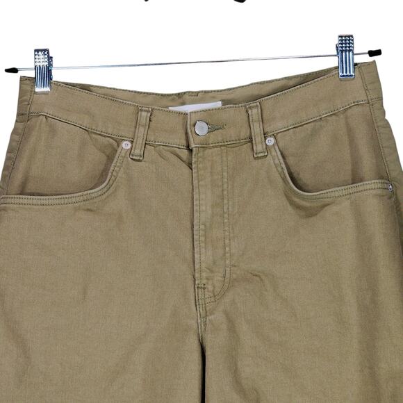 Oak + Fort Double Face Cargo Pant 8 Women Beige 31x29 Cinch Hem Streetwear Baggy - Picture 9 of 12